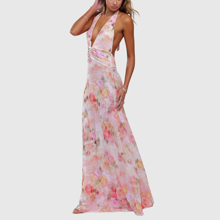Ariadne | Women's Floral Deep V-Neck Maxi Wedding Guest Dress