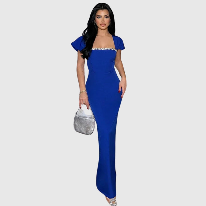 Keira | Women's Square-Neck Shoulder-Drape Bodycon Maxi Dress
