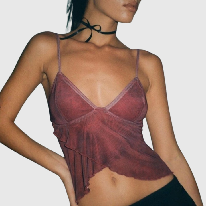 Crisscross Mesh Crop Cami Top