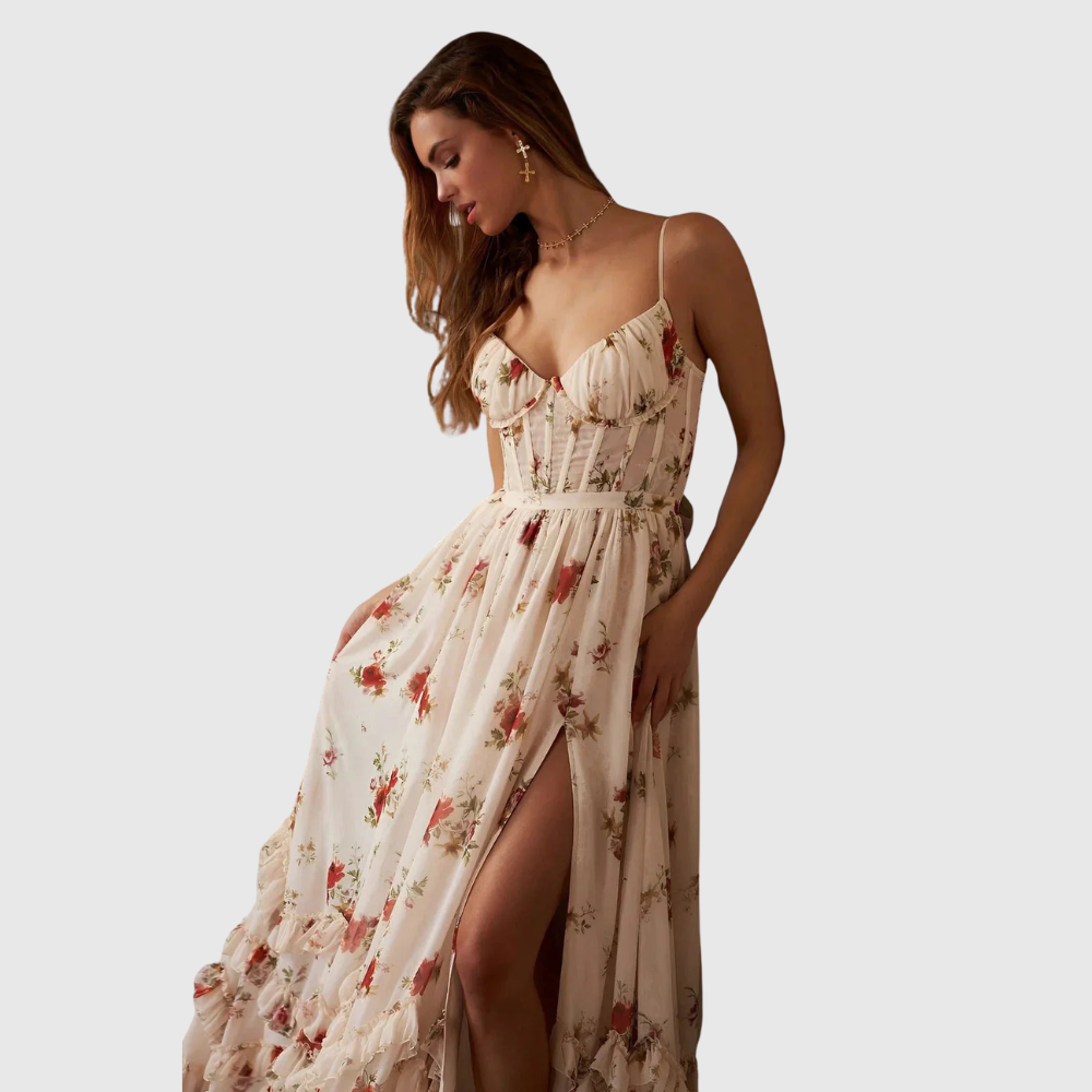 Aisha | Women's Sleeveless Floral Maxi Wedding Guest Dress