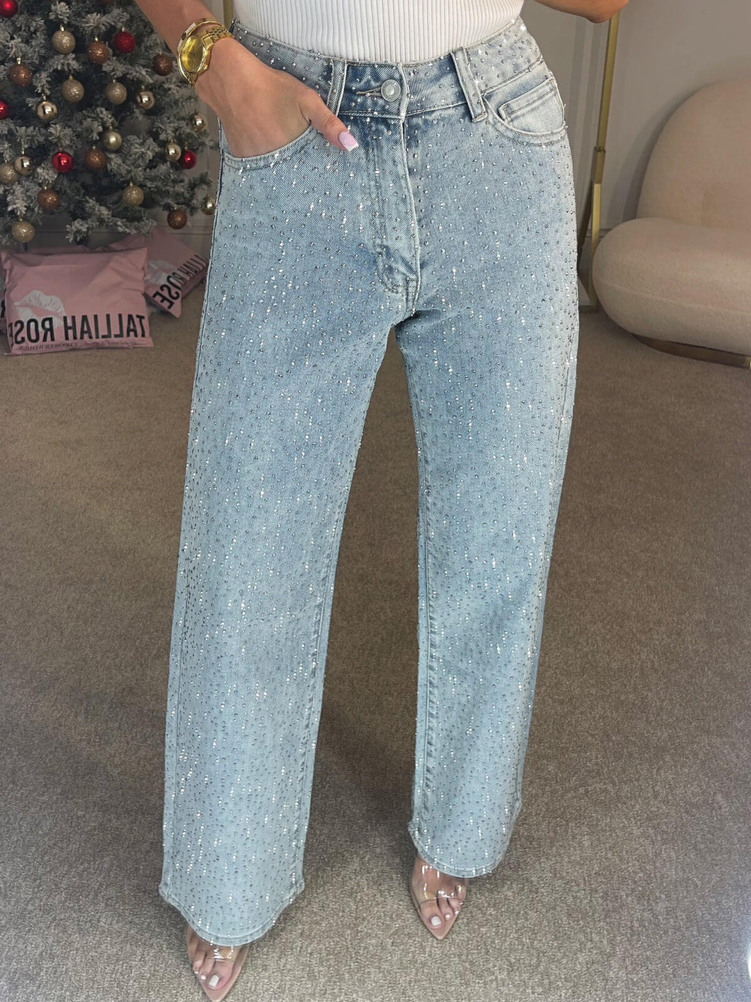 Natalie - Embellished Straight Leg Jeans