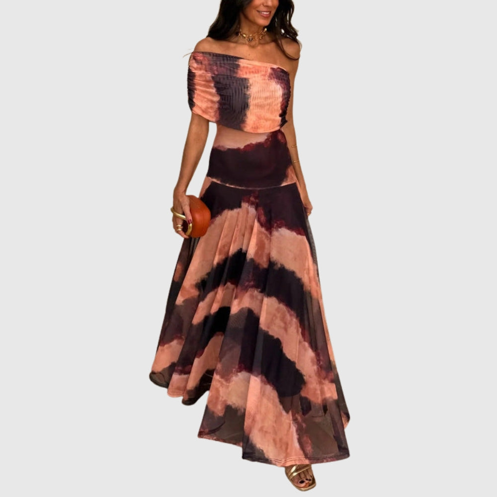 Brittany | Women's One-Shoulder Mesh Maxi Summer Dress
