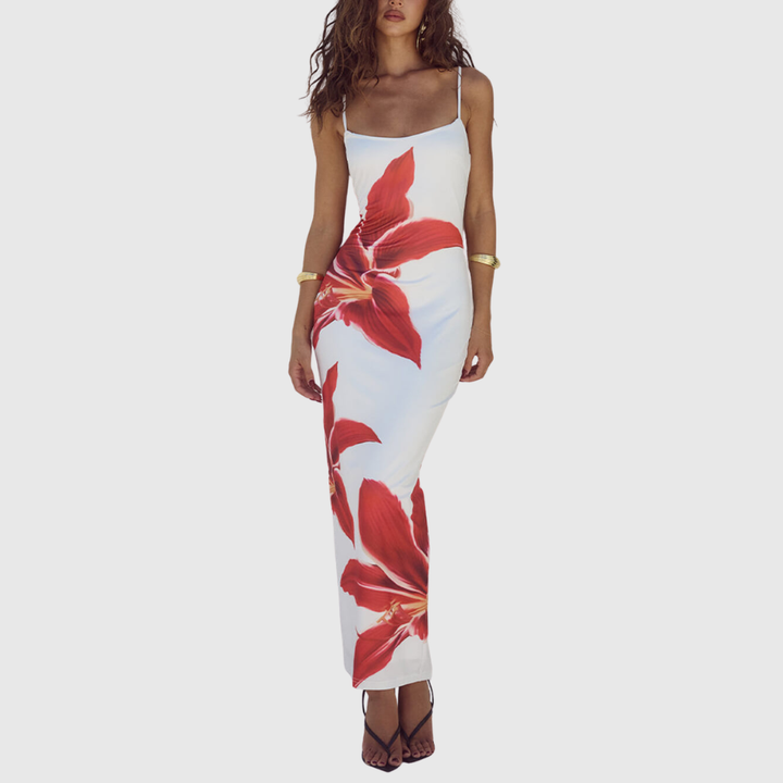 Abstract Unforgettable Floral Print Maxi Dress