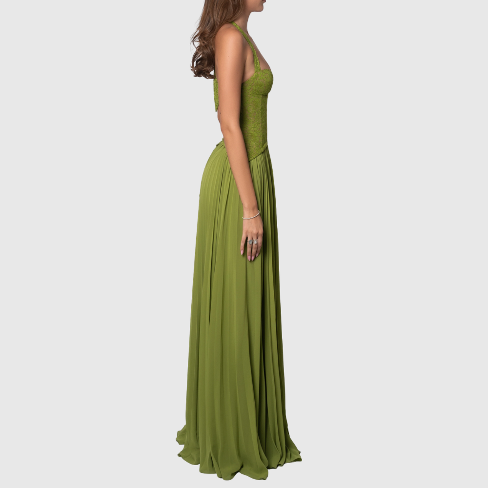 Kenley | Women's Pleated Corset Maxi Wedding Guest Dress