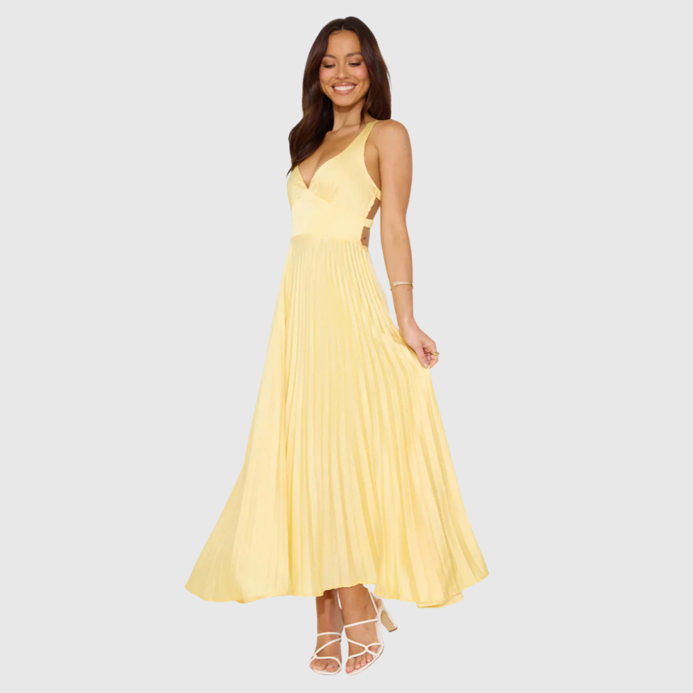 Erica | Women's Sleeveless Pleated Maxi Wedding Guest Dress