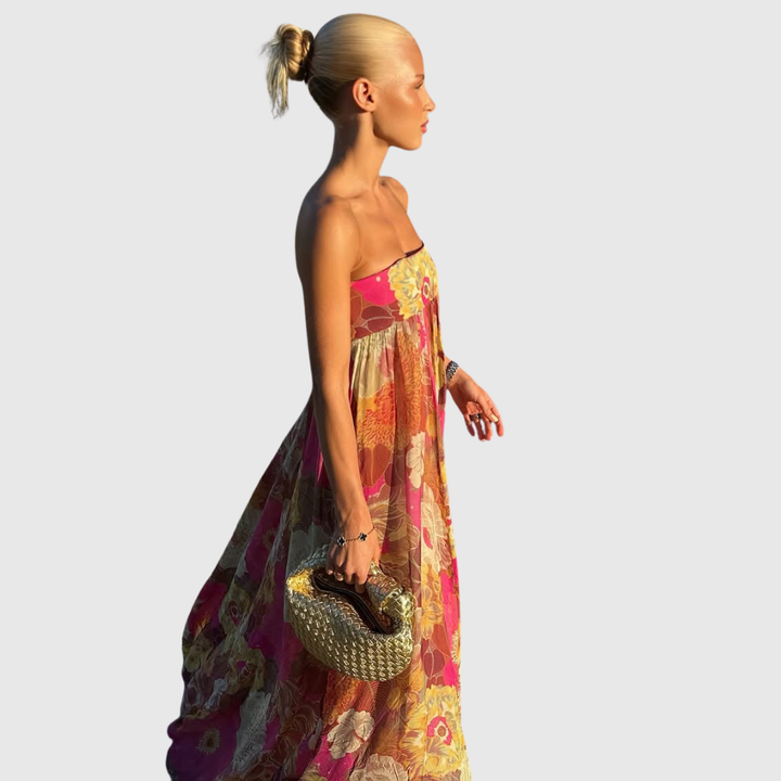 Maelynn | Women's Floral Strapless Maxi Summer Wedding Guest Dress