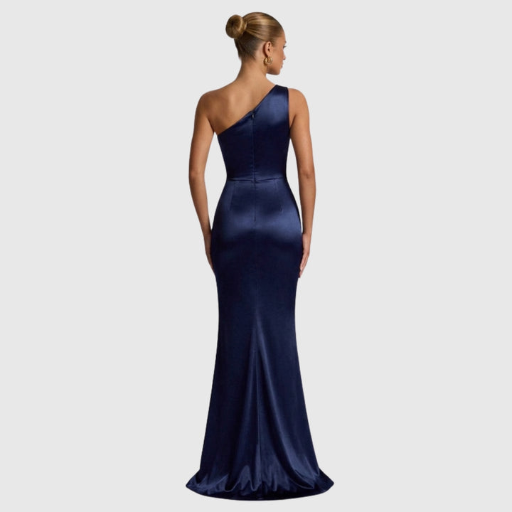 Daphne | Women's One-Shoulder Satin Maxi Prom Dress with Split