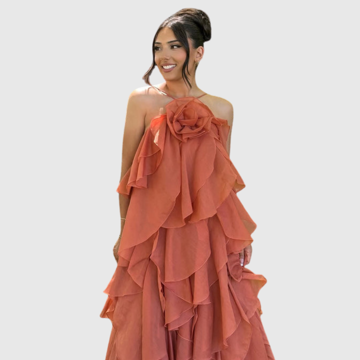 Bellina | Women's Sleeveless Layers Ruffles Maxi Prom Dress