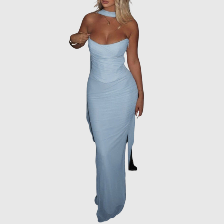 Bindi | Women's Strapless Maxi Wedding Guest Dress with Scarf
