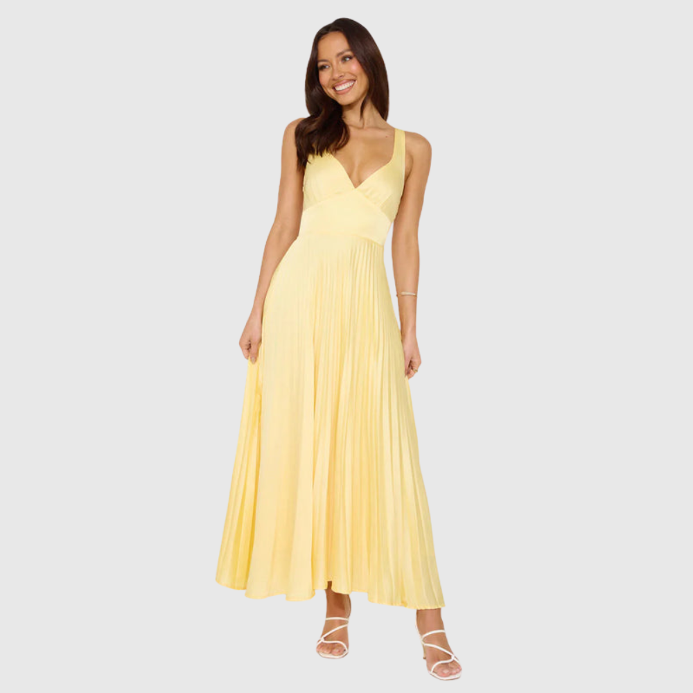 Erica | Women's Sleeveless Pleated Maxi Wedding Guest Dress