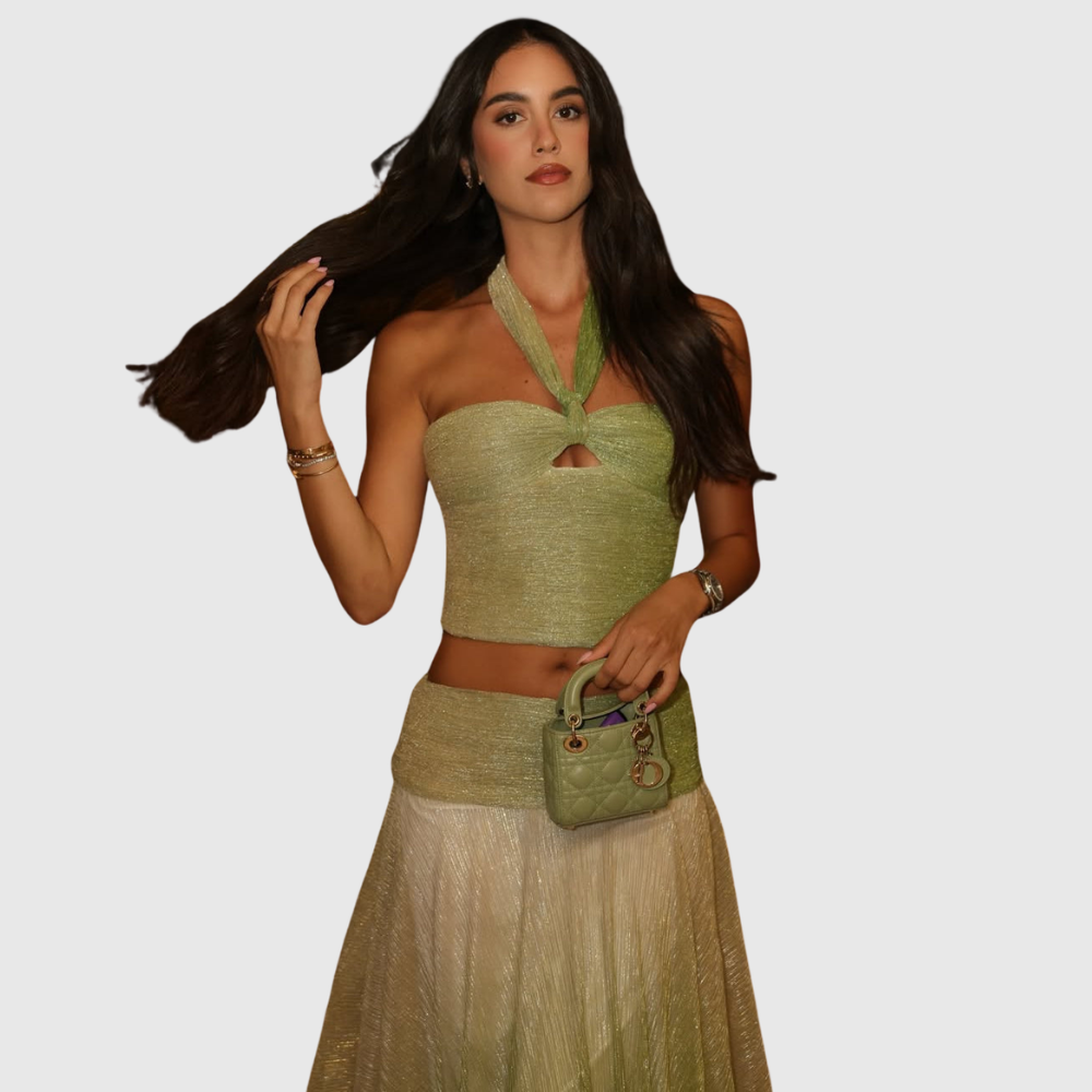 Zahra | Women's Pleated Halter Summer Two-Piece Dress