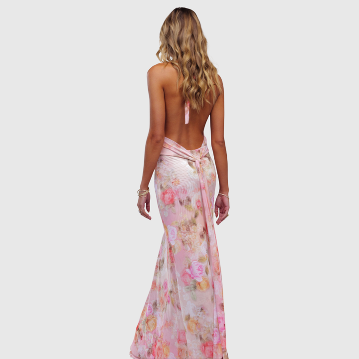 Ariadne | Women's Floral Deep V-Neck Maxi Wedding Guest Dress