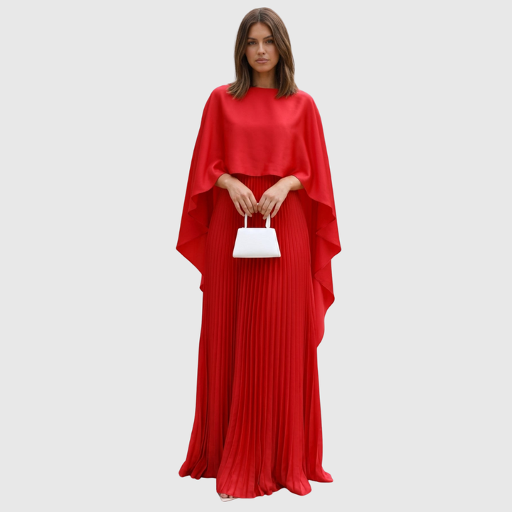 Aniya | Women’s Long Cape Sleeves Maxi Wedding Guest Dress