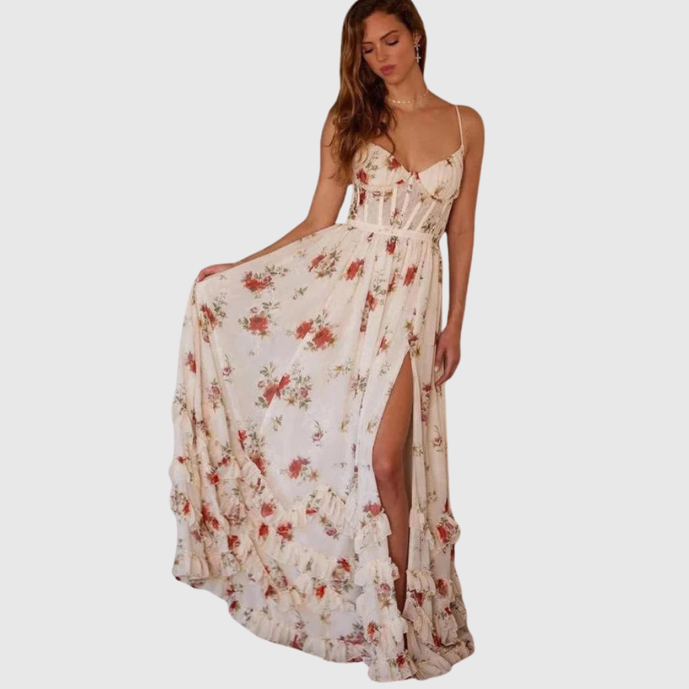 Aisha | Women's Sleeveless Floral Maxi Wedding Guest Dress