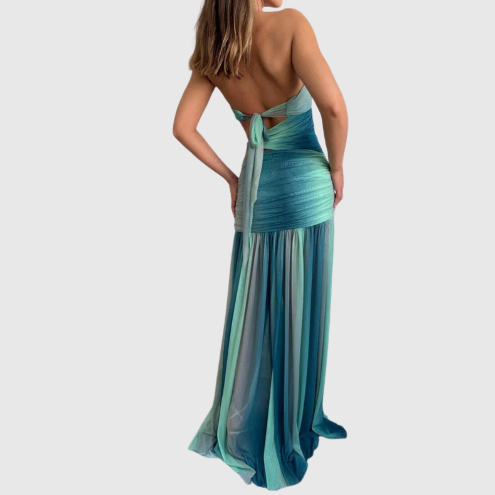 Wren | Women's Strapless Mesh Cut-Out Maxi Summer Dress