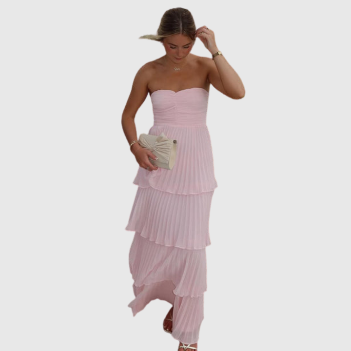 Odessa | Women's Strapless Tiered Maxi Wedding Guest Dress