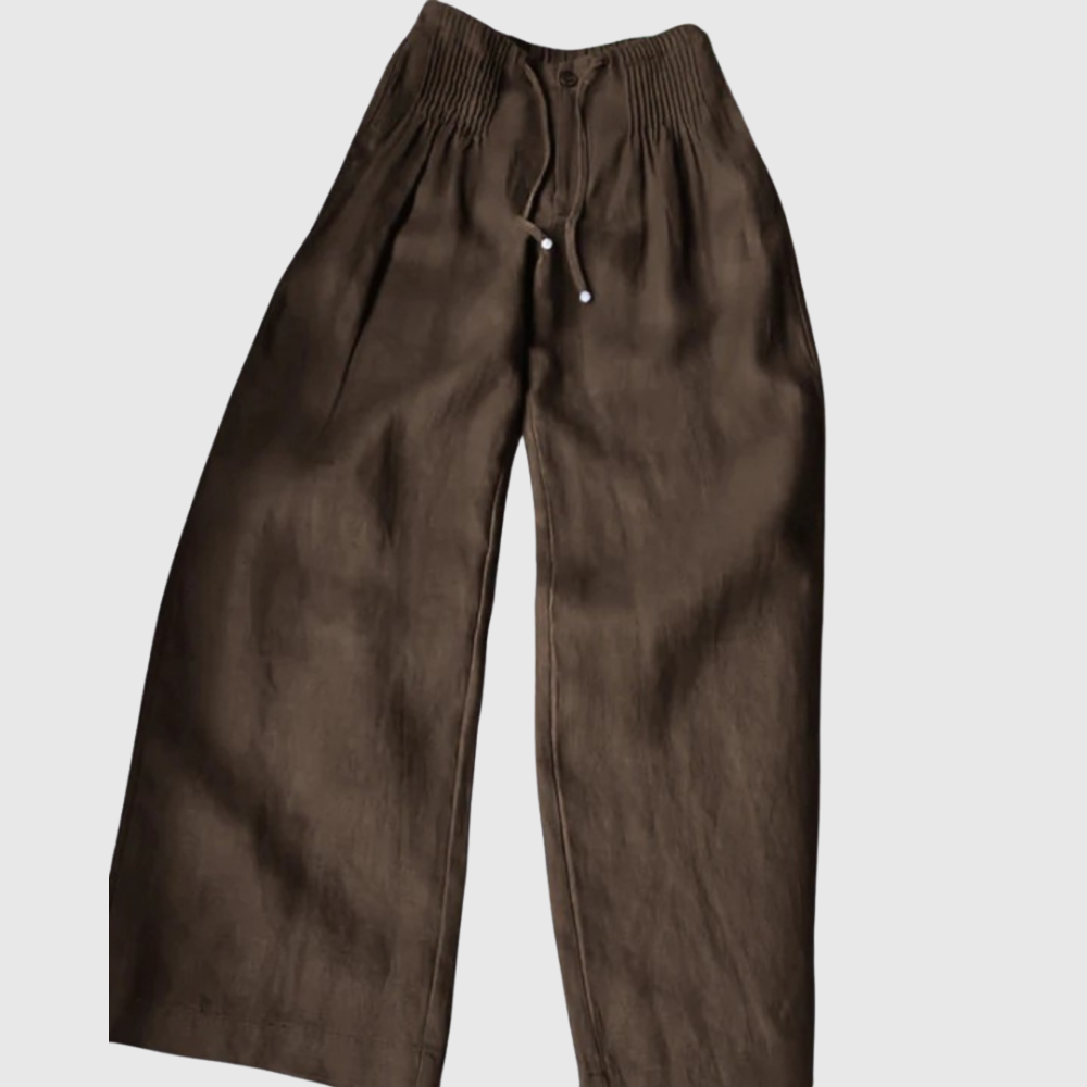 Camille | Wide-leg Pants in Cotton and Linen Blend