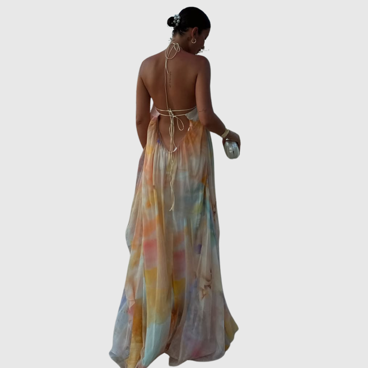 Corinna | Women's Printed Halter Maxi Summer Wedding Guest Dress