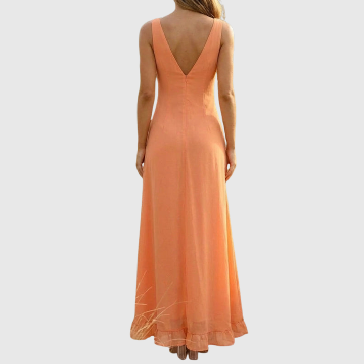 Alora | Women's Sleeveless V-Neck Maxi Summer Wedding Guest Dress