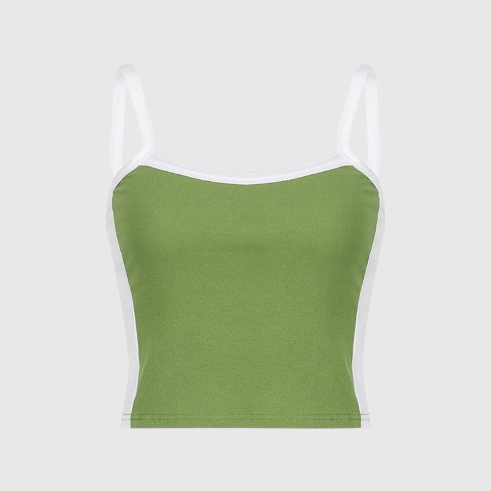 Vintage Crop Cami Top with Contrast Stripe