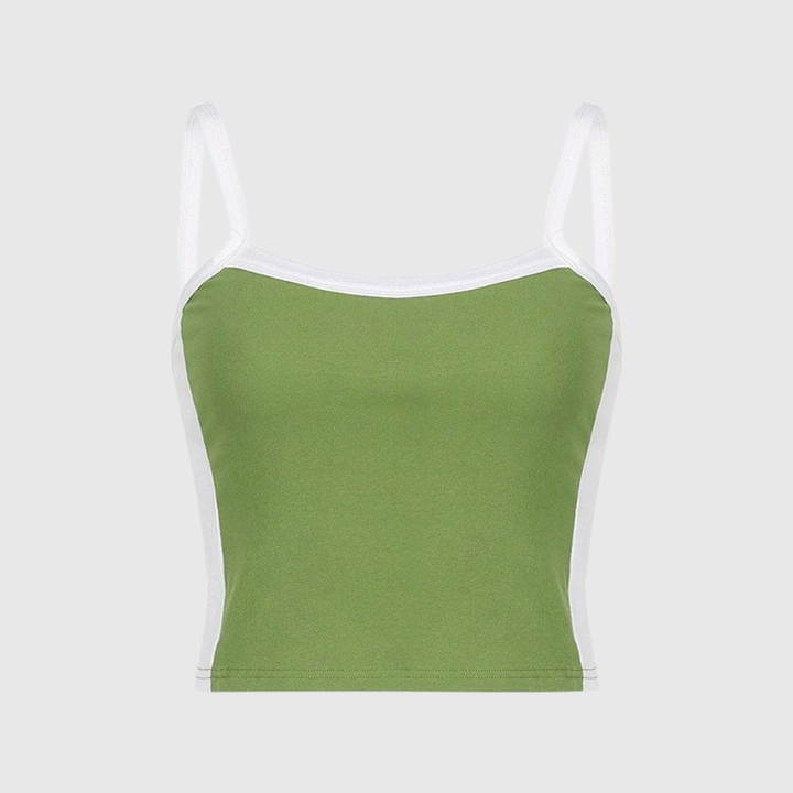 Vintage Crop Cami Top with Contrast Stripe