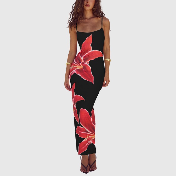 Abstract Unforgettable Floral Print Maxi Dress