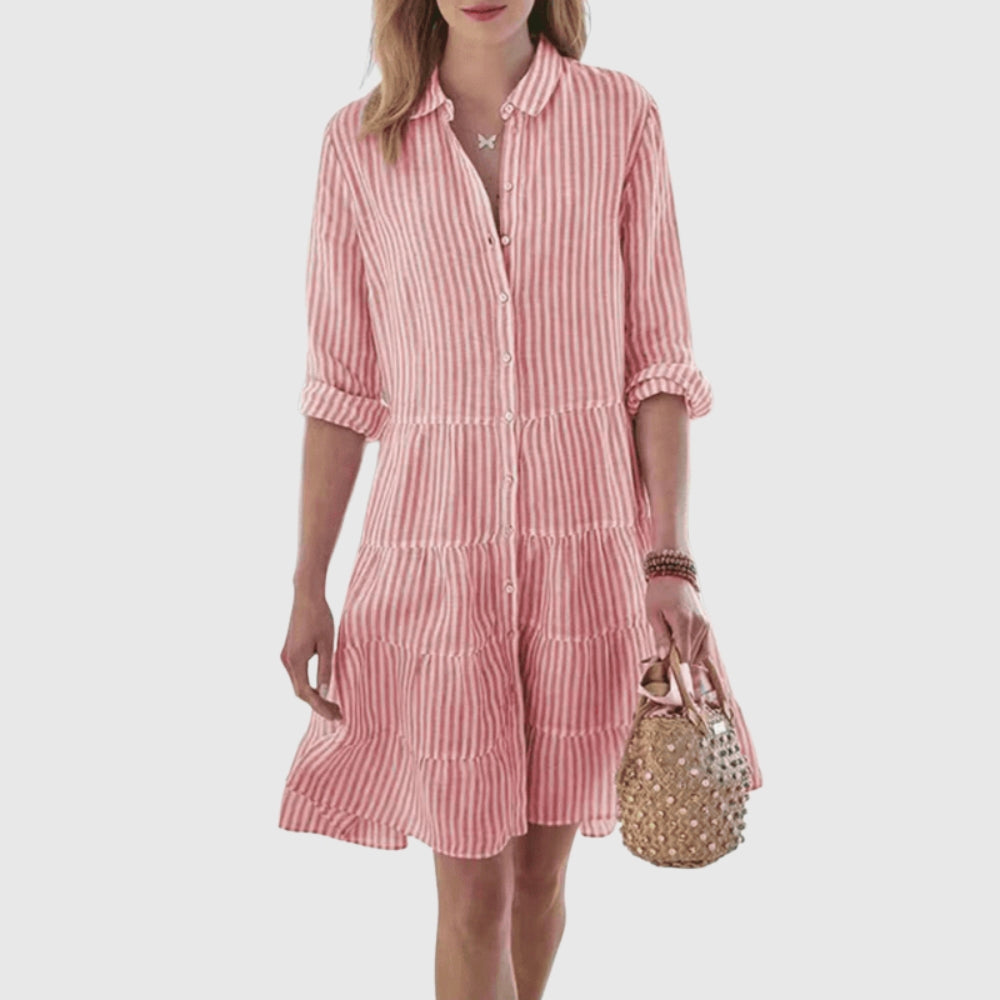 Cassandra™ | Breezy Striped Dress With Buttons
