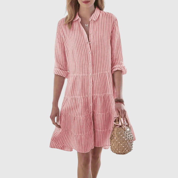 Cassandra™ | Breezy Striped Dress With Buttons