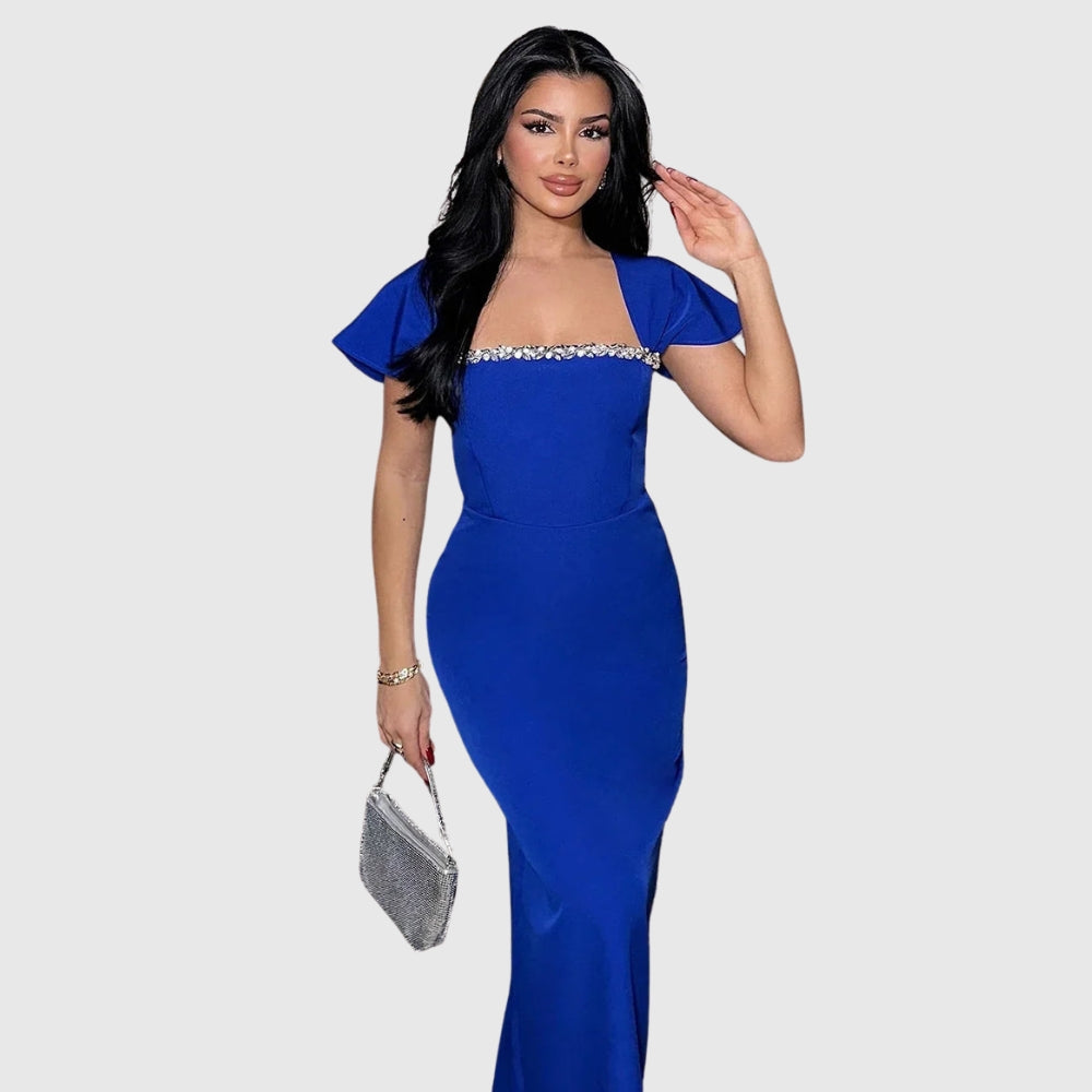 Keira | Women's Square-Neck Shoulder-Drape Bodycon Maxi Dress