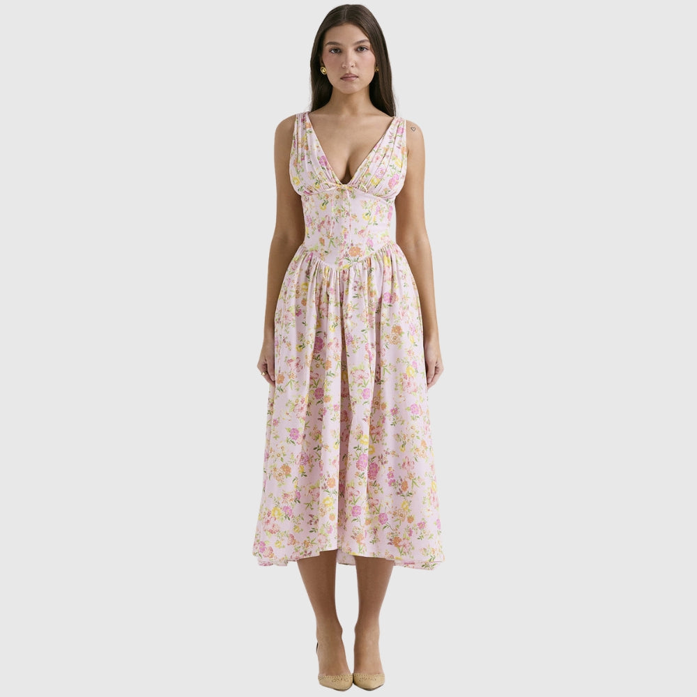 Michelle | Women's Floral Sleeveless Midi Spring Dress