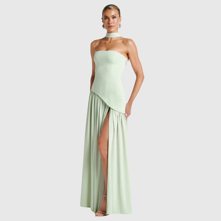 Lucinda | Women's Strapless Maxi Wedding Guest Dress with Scarf
