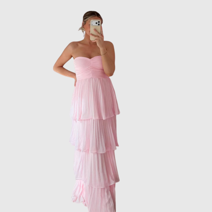 Odessa | Women's Strapless Tiered Maxi Wedding Guest Dress