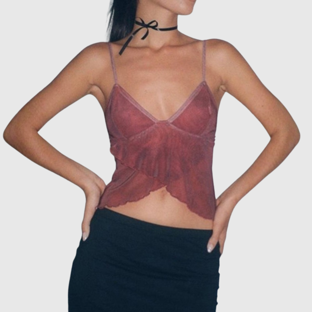 Crisscross Mesh Crop Cami Top