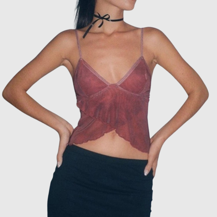 Crisscross Mesh Crop Cami Top