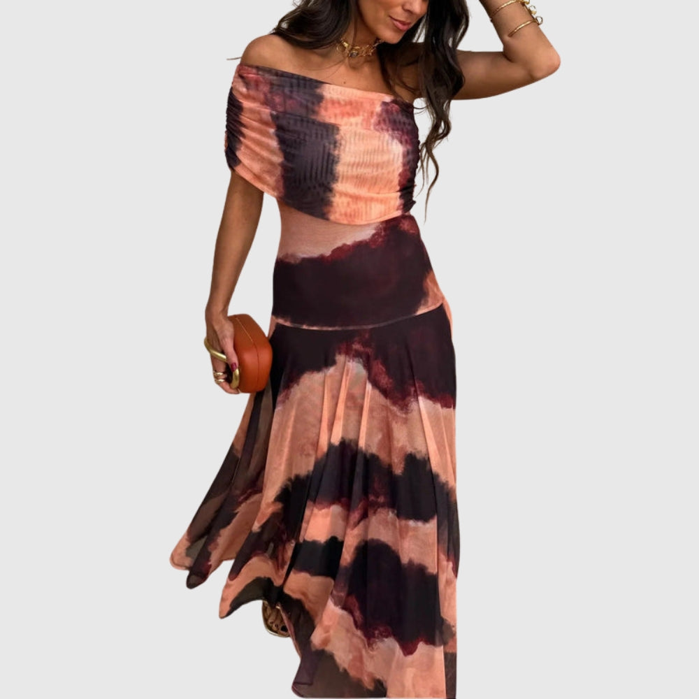 Brittany | Women's One-Shoulder Mesh Maxi Summer Dress