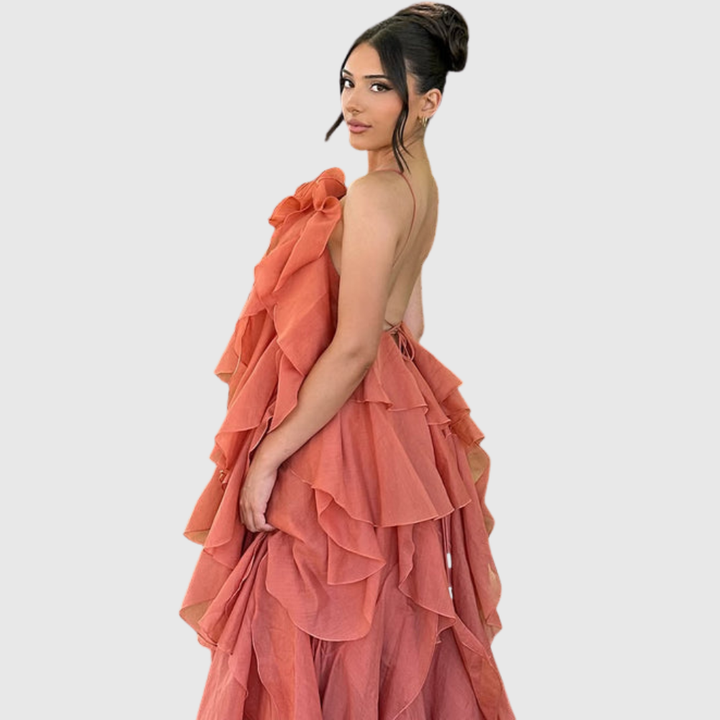Bellina | Women's Sleeveless Layers Ruffles Maxi Prom Dress