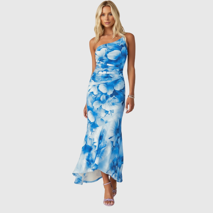Marissa | Women's One-Shoulder Floral Maxi Wedding Guest Dress