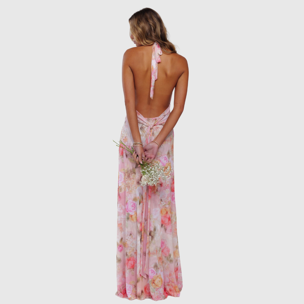 Ariadne | Women's Floral Deep V-Neck Maxi Wedding Guest Dress