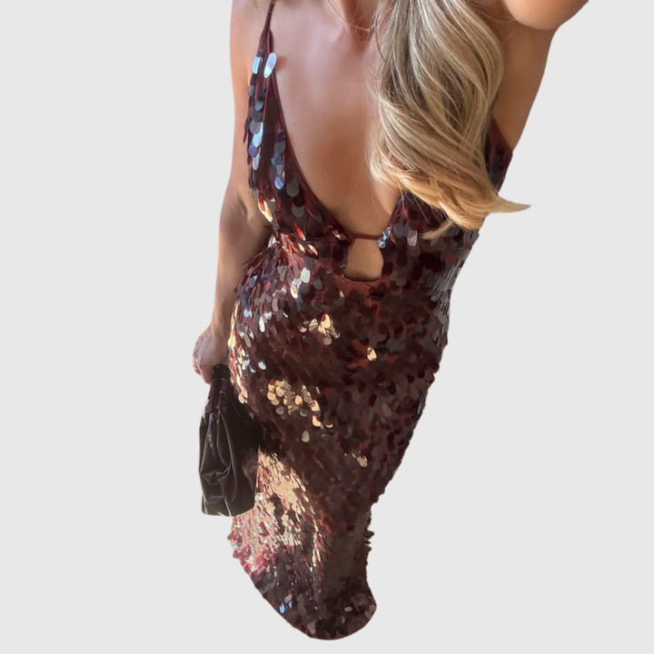 Veronica | Women's Sleeveless Sequin Maxi Prom Dress