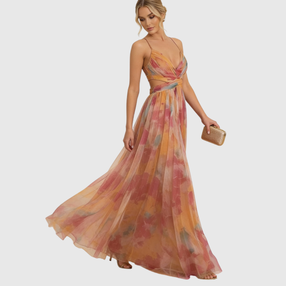 Angela | Women's Romantic Sleeveless Maxi Wedding Guest Dress