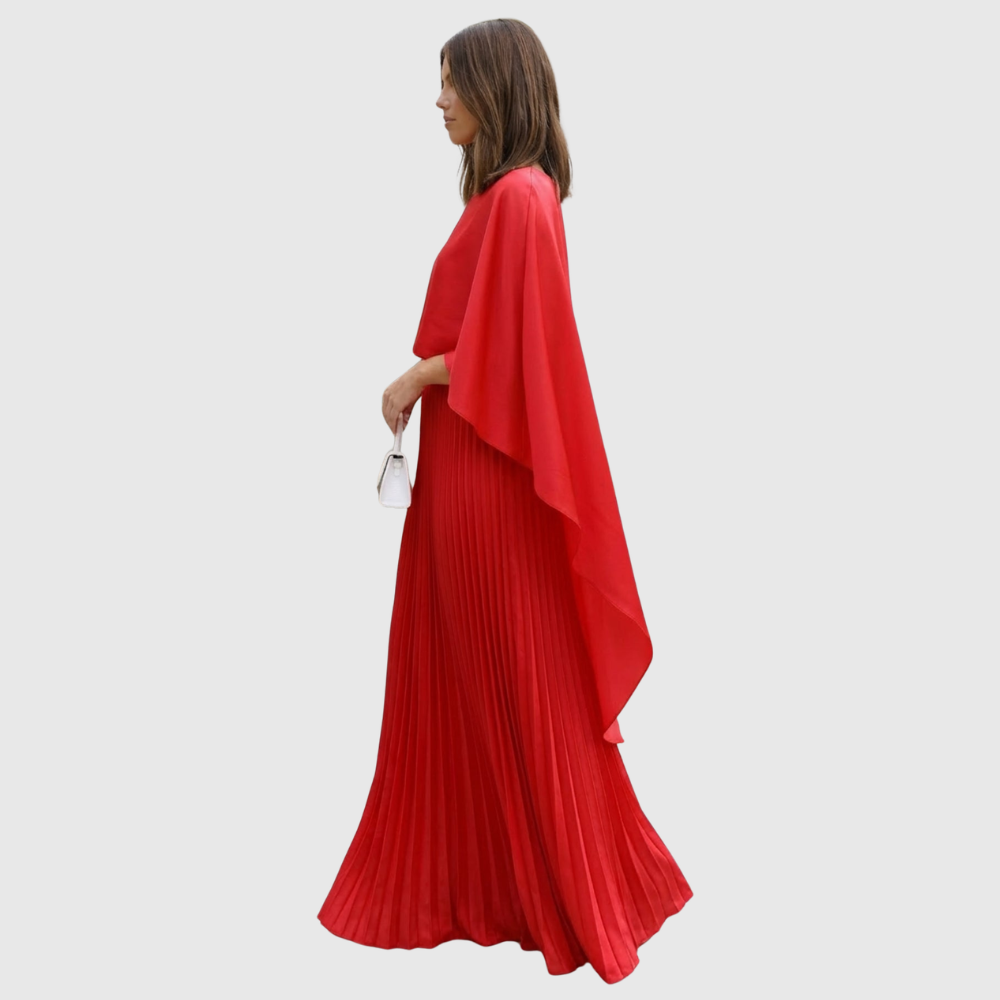 Aniya | Women’s Long Cape Sleeves Maxi Wedding Guest Dress