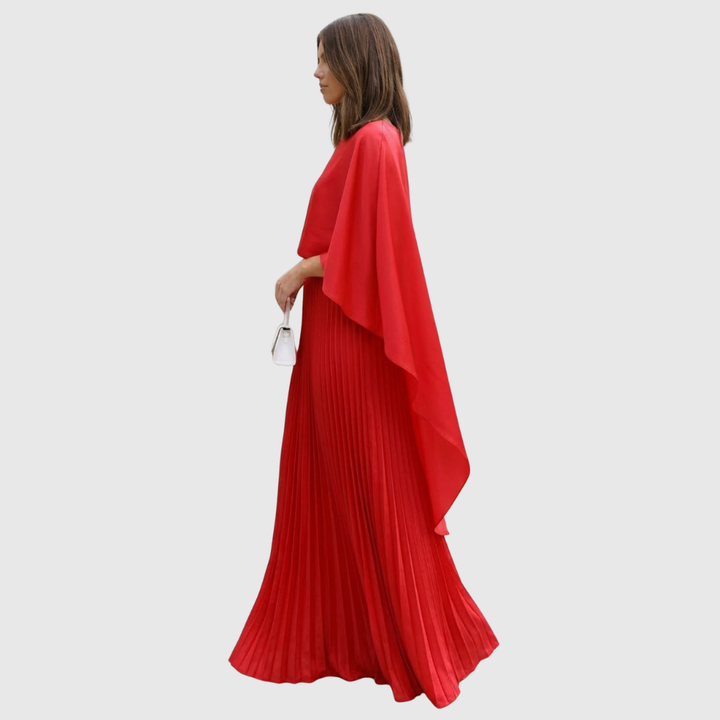 Aniya | Women’s Long Cape Sleeves Maxi Wedding Guest Dress