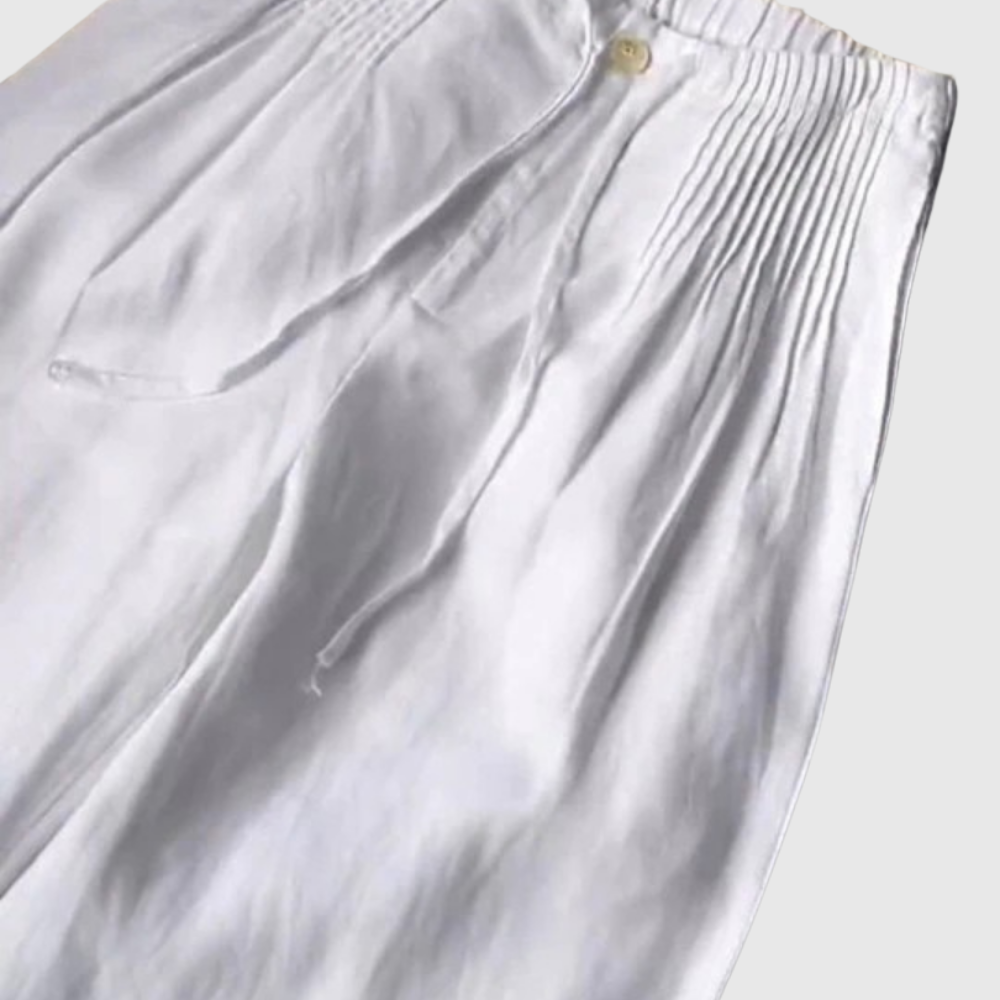 Camille | Wide-leg Pants in Cotton and Linen Blend