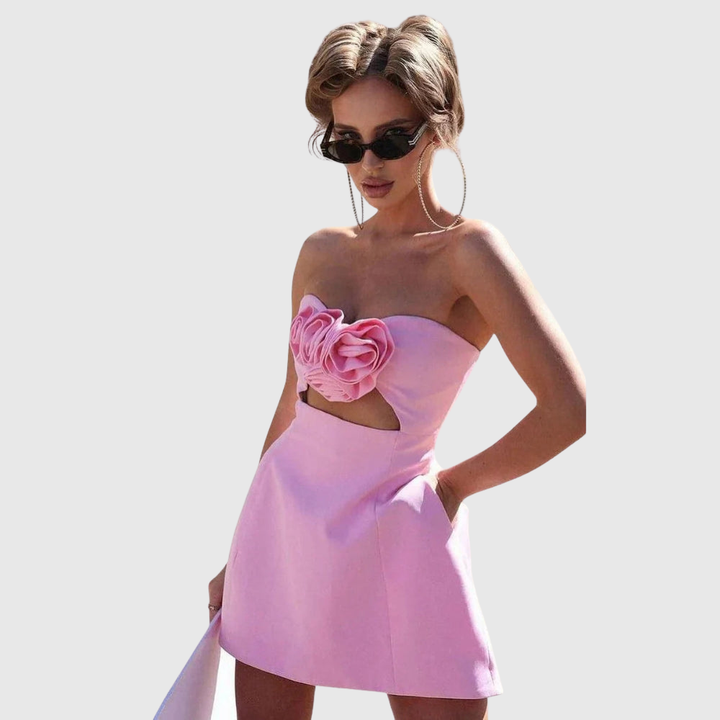 Elspeth | Women's Strapless Floral Mini Cocktail Dress