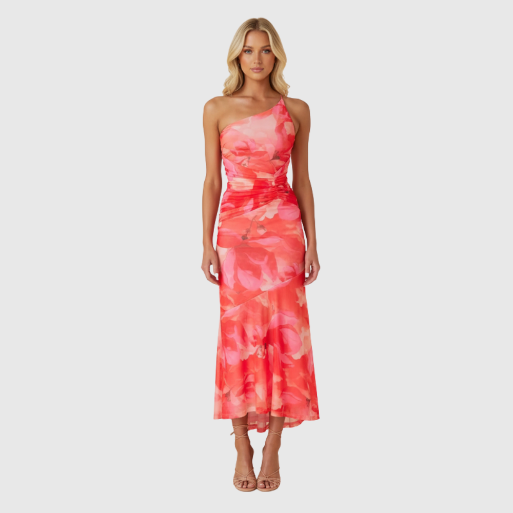 Marissa | Women's One-Shoulder Floral Maxi Wedding Guest Dress