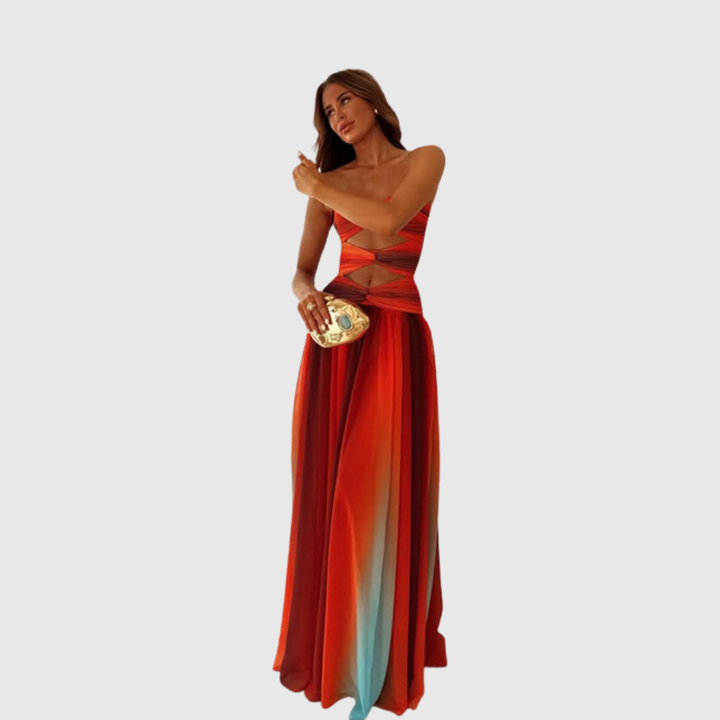 Wren | Women's Strapless Mesh Cut-Out Maxi Summer Dress