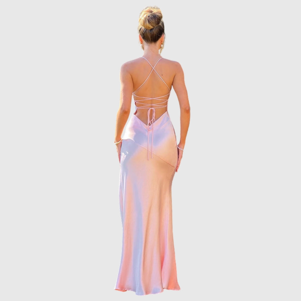 Adriana | Women's Sleeveless Slit Silk Maxi Wedding Guest Dress