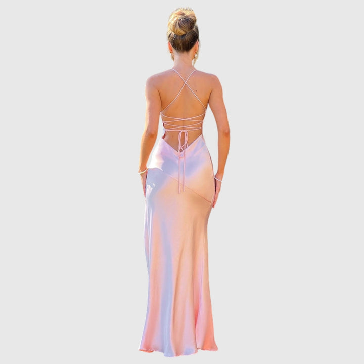 Adriana | Women's Sleeveless Slit Silk Maxi Wedding Guest Dress