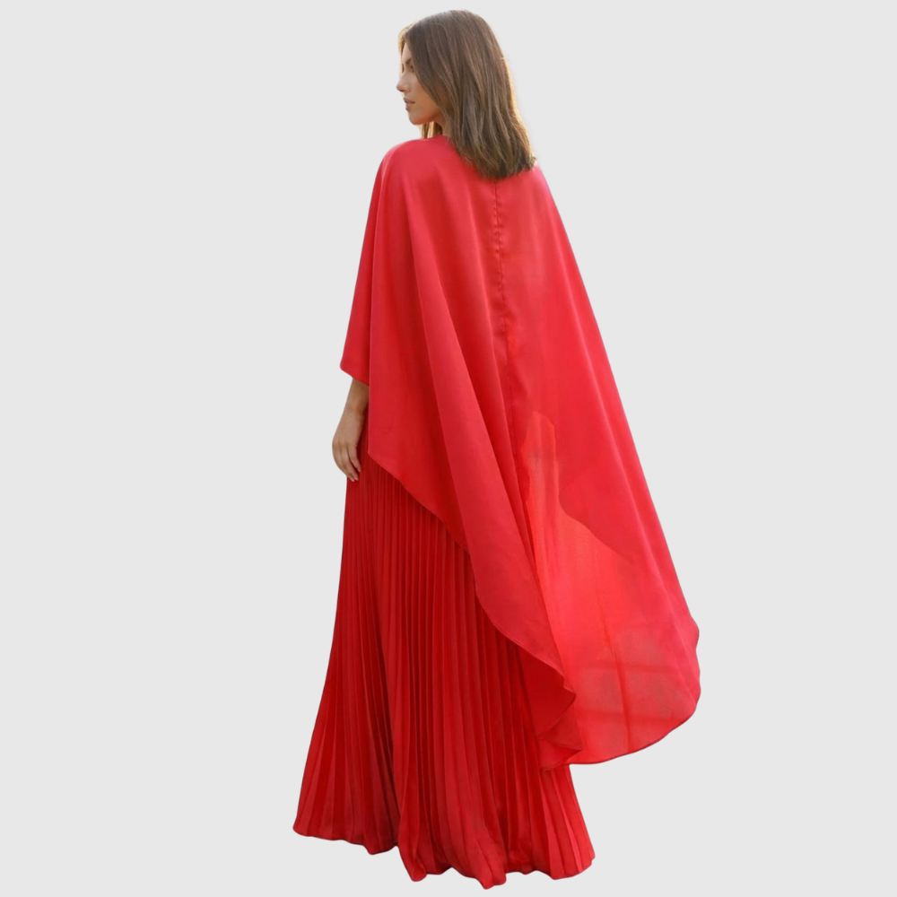 Aniya | Women’s Long Cape Sleeves Maxi Wedding Guest Dress