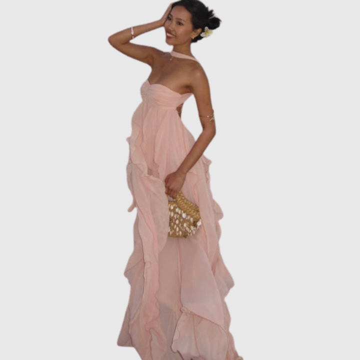 Imogen | Women's Strapless Ruffled Maxi Wedding Guest Dress